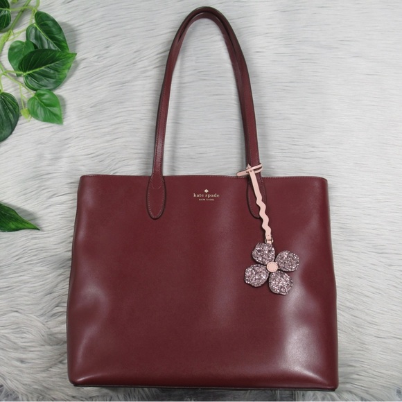 KATE SPADE Kerri Medium Smooth Leather Top Zip Tote Bag in Burgundy - Picture 7 of 13
